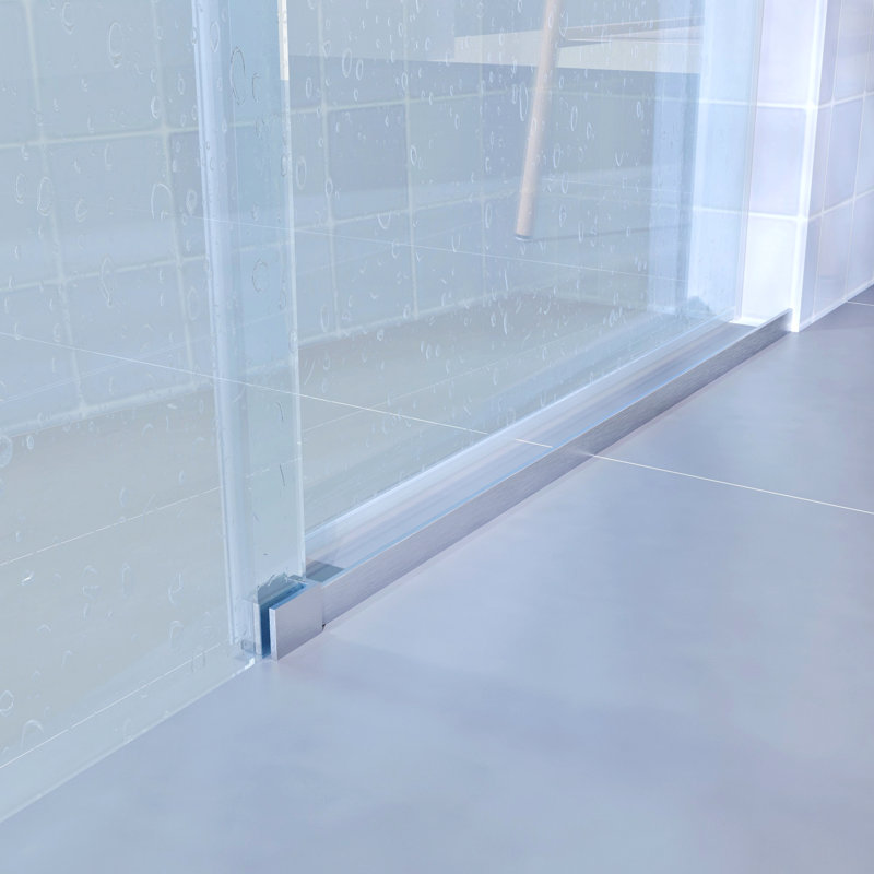 Single Sliding Shower Door, Frameless Sliding Door for Bathroom, Brushed Nickel