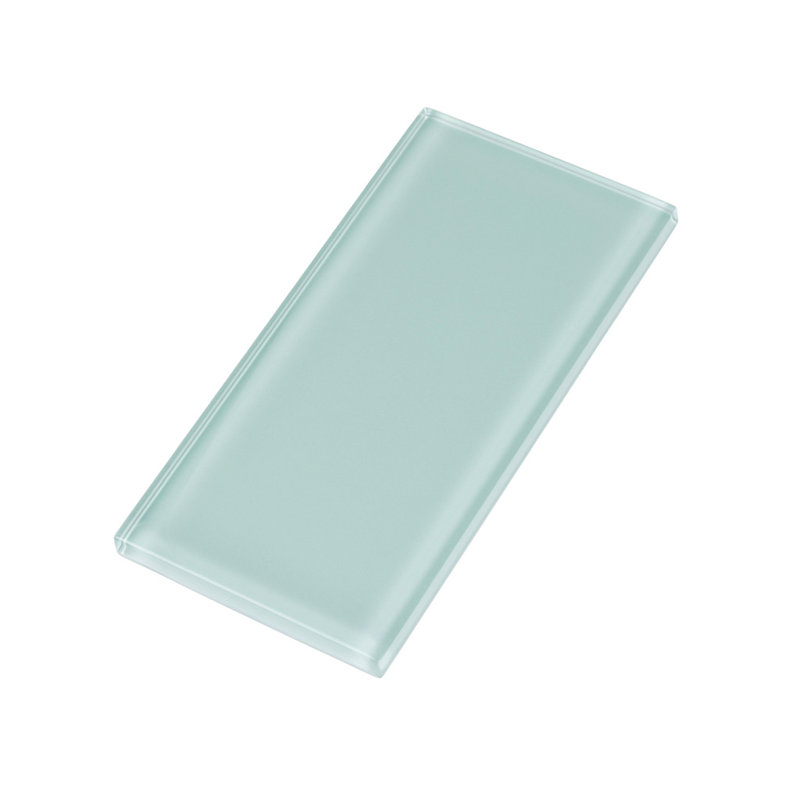 3"X 6" Polished Glass Subway Tile, Light Blue
