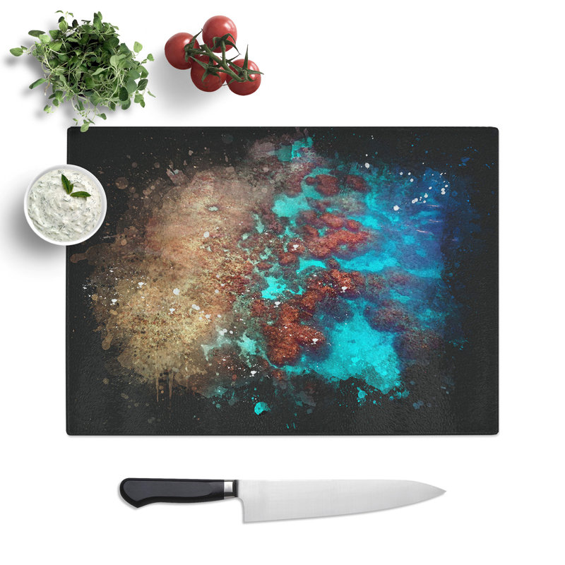 The Great Barrier Reef Coral Paint Splash Chopping Board, 20cm W x 28.5cm L