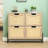 Wooden Freestanding Shoe Cabinet with Rattan Door, Shoe Organizer with 4 Flip Drawers, Adjustable & Removable Shelves, Shoe Storage for Entryway, Closet, Hallway