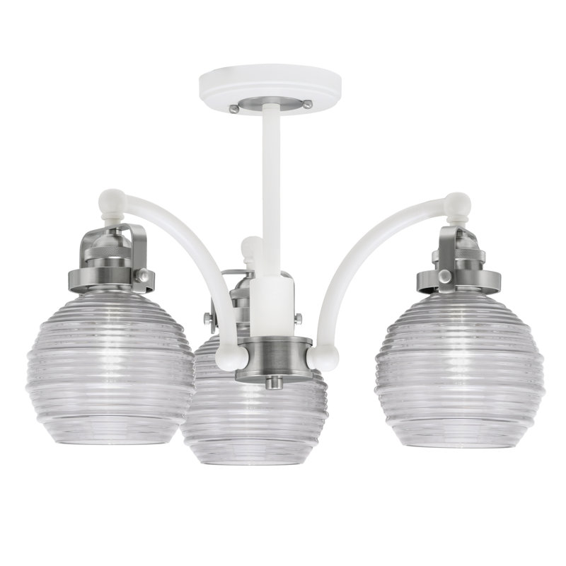 Plafonnier semi-encastré 3 lumières Easton, Blanc / nickel brossé, Clair