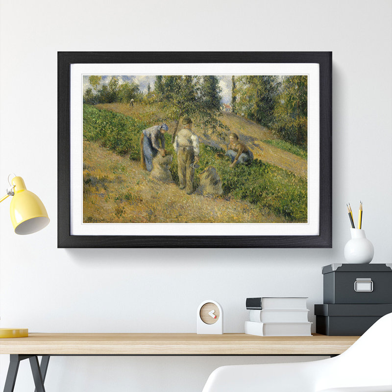 The Harvest by Camille Pissarro - Picture Frame Painting, 48cm H x 65cm W x 2cm D, Black