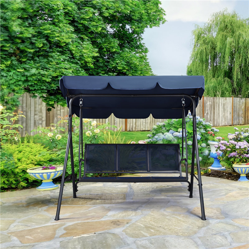3 Person Porch Swing with Canopy, Blue