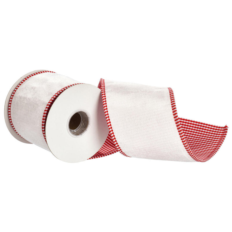 Velvet With Striped Taffeta Back And Piping., Ivory, 0.13" H x 180" W x 4" D