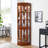 Walnut Finish Corner Cabinet With 5 Shelves And Lighting Accessory Walnut Interference-923190623