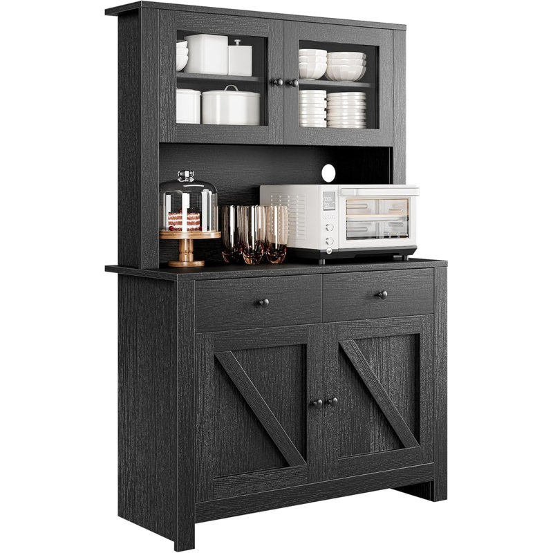 Armoire de cuisine avec tablettes réglables et support à micro-ondes, armoire de rangement autoportante pour cuisine ou salle à manger