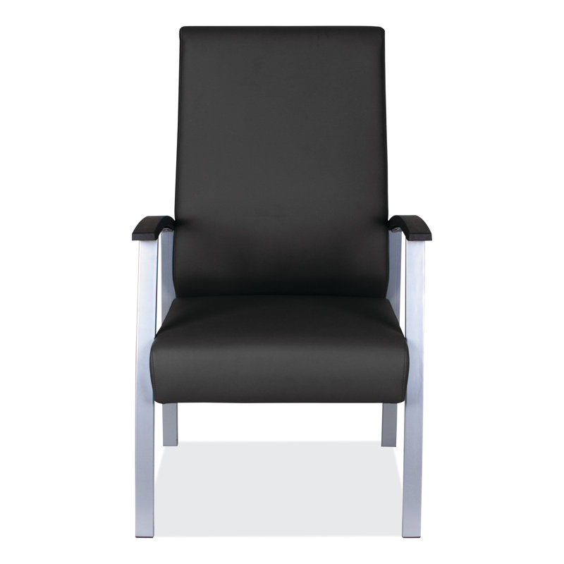 High-Back Black Metal Guest Chair with Fixed Arms
