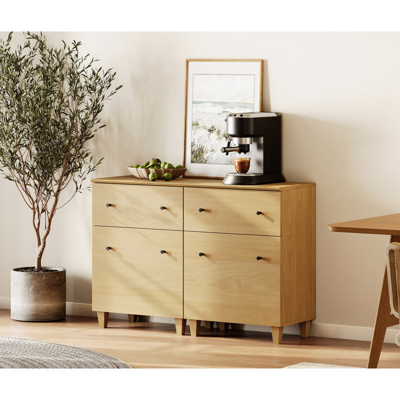 Lysiane Solid Wood 2 - Door Accent Cabinet, Oak