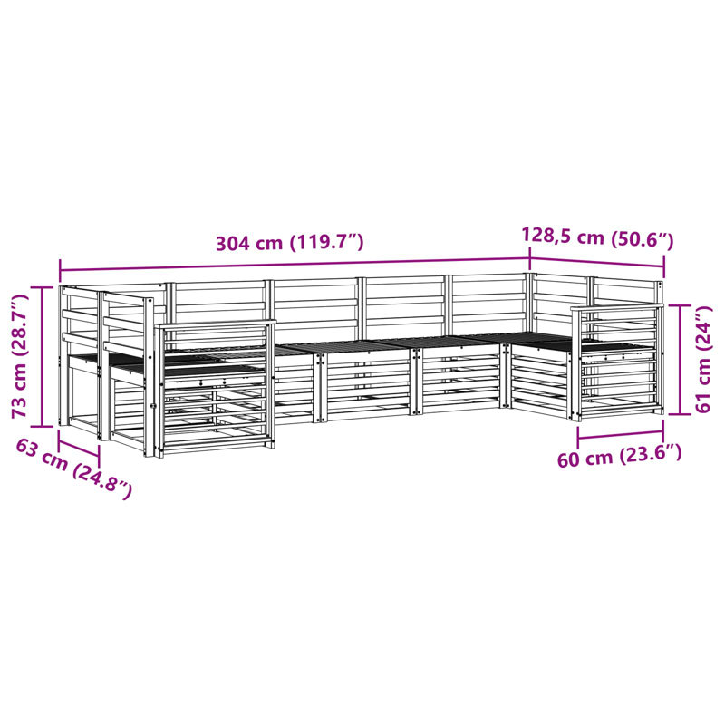 304cm Wide Patio Sectional Set