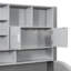 Lit de jour gris avec accoudoirs à DEL, tablettes de rangement et lit gigogne escamotable, conception orientée confort, lueur ambiante pour une atmosphère relaxante, idéal pour accueillir des invités-1043726315