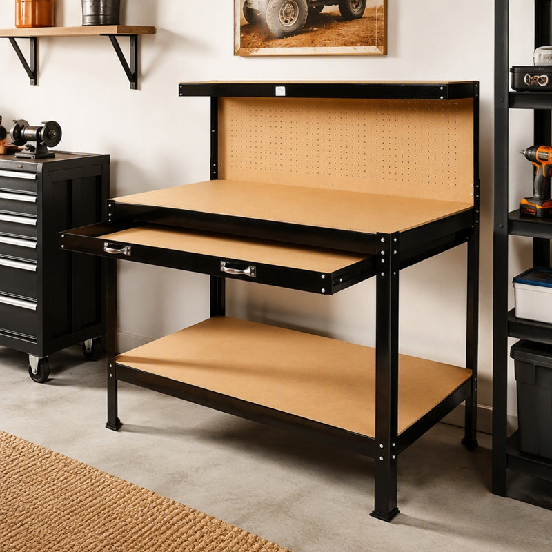 Banc de rangement en acier Adelynne, H 63 po x l 48 po x P 24 po