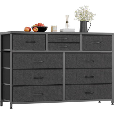 Meuble télé avec commode pour chambre à coucher 55 po, commode avec 10 tiroirs