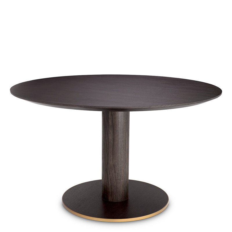 Dining Table Astro Natural Oak Veneer Bronze Finish - Stand, Gray/Oak Wood