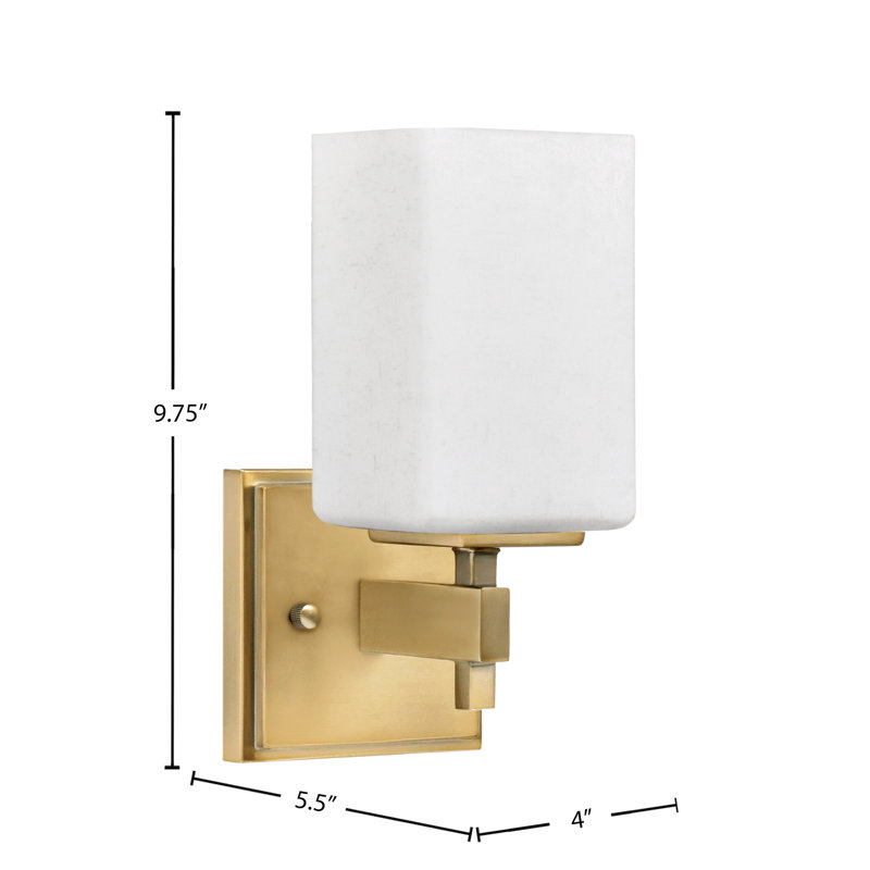 Headland Wall Sconce Shown With 4" Square White Muslin Glass, Brass