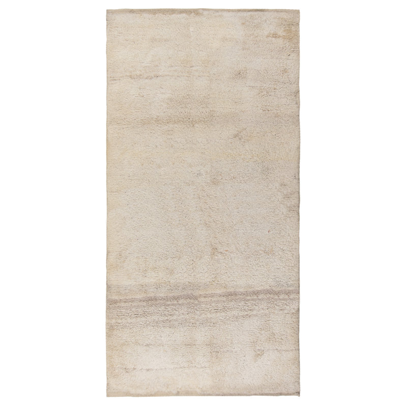 Tapis «Tulu» minimaliste en laine naturelle non teinte Anatolian