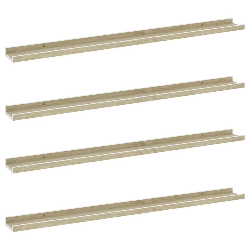 Tablette murale 4 pièces Eashan, H 1,2 po x l 39,4 po x P 3,5 po, Blanc / Chêne