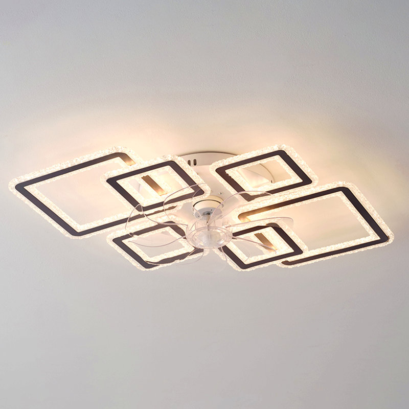 33-Inchblack Ceiling Fan With Lights Remote Control And APP Control, Dimmable With Remote 7 Blades 6 Speeds Of Wind