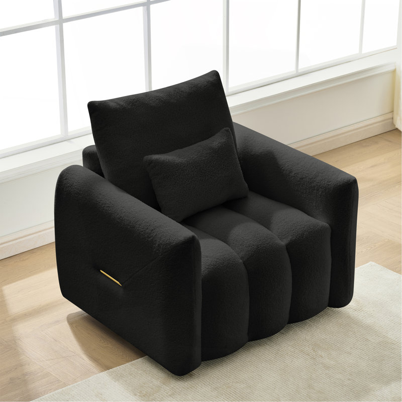Canapé en tissu de 35 po, méridienne moderne, rembourré avec coussin, appartement, bureau, salon et chambre à coucher, Black
