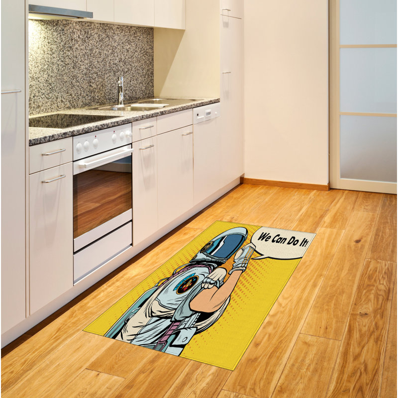 Astronaut High Density Long Fiber Poly Threads Decorative Area Rug Carpet, Rectangle 2'7" x 5'