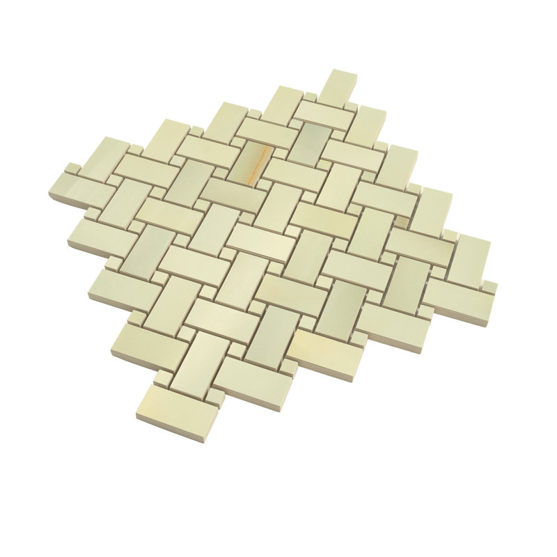 Splendor 12x12 Celadon Giada Porcelain Mosaic Onyx Basketweave Wall and Floor Tile (4.84 sq ft/case) - 5 Pack, Green