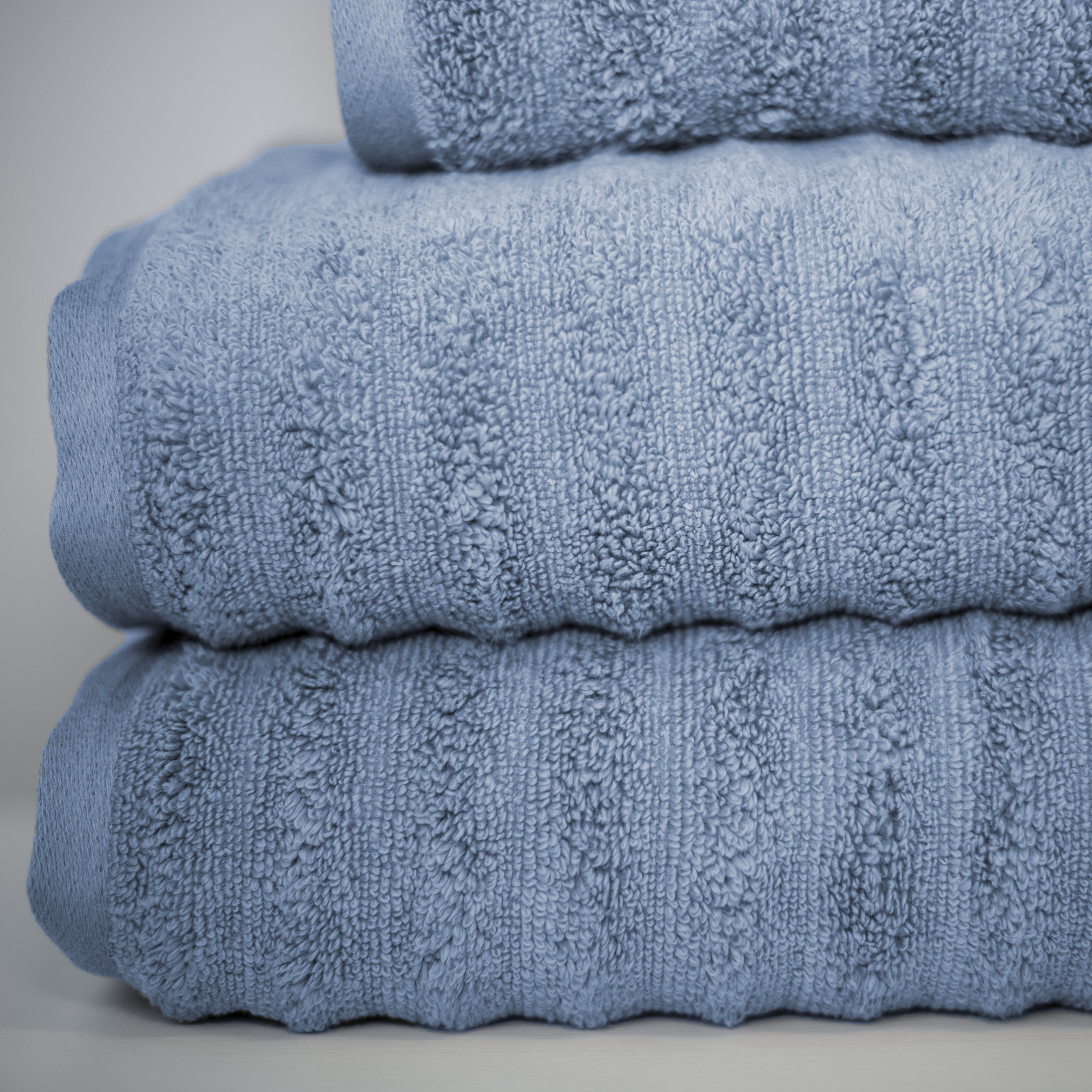 Spa 6-Piece Wavy Combed Cotton Towel Set, Spa Blue