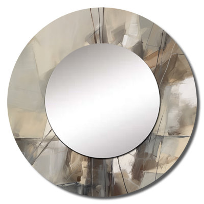 Oshanique Abstract Design Shapes I - Abstract Collages Wall Mirror, Modern Round Decorative Mirror, Printed Metal Art