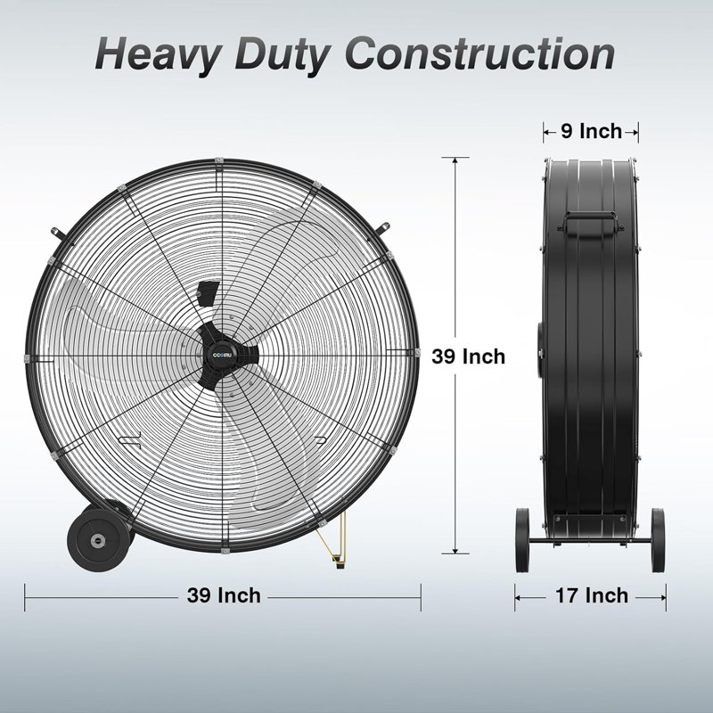 36 in High Velocity Industrial Drum Fan,3-Speed Heavy Duty Fan for Warehouse, Workshops, Garage, Factory and Basement - UL Listed