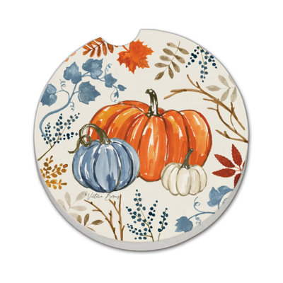 Sous-verre de voiture rond en pierre Autumn Pumpkins