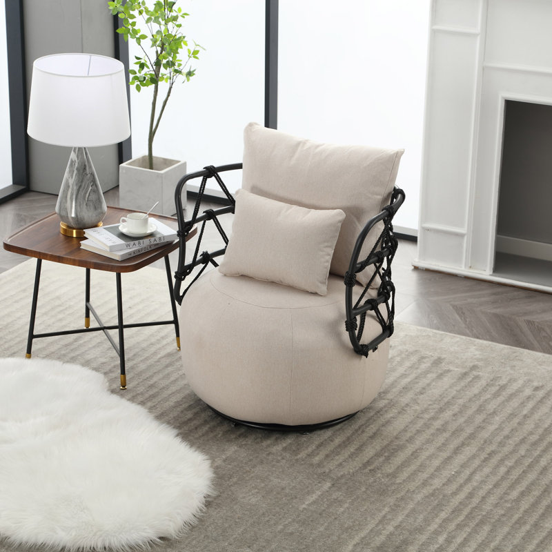 Chaise d'appoint rembourrée et capitonnée, Lin beige