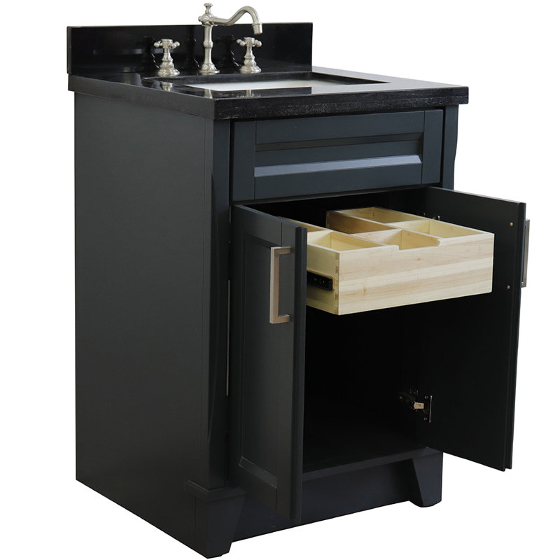 25'' Single Bathroom Vanity with Granite Top, Black Galaxy