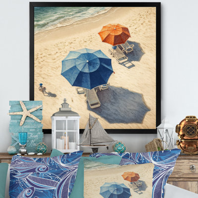 «Beachside Chairs And Umbrellas I», reproduction sur toile
