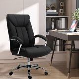 Computer Desk Work Chair, Black, Adjustable 43.25"-47.25" Height, Lumbar Back Support, Linen Material, 360° Swivel, Comfortable Chair For Office Workspace, Height. Black Seat, 264 Lbs Max Load