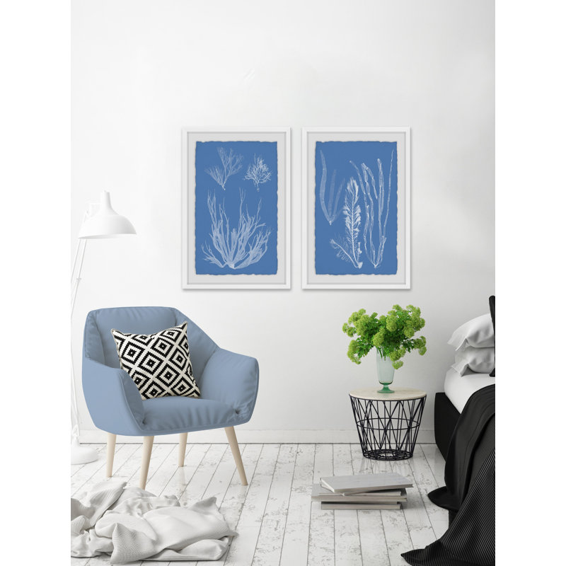 « algues cyanotype ii diptych », ensemble de 2 reproductions encadrées, H 12 po x l 8 po x L 1,5 po