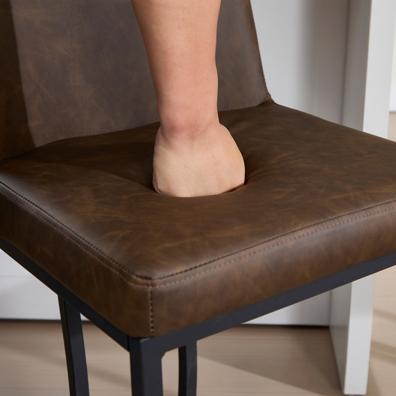 Modern Upholstered Counter Height Bar Stool With Metal Frame, Extra Tall = 37” Seat Height, Brown/Black