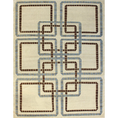 Tapis unique brun / ivoire / ciel 7 pi 10 po x 10 pi Tesserae