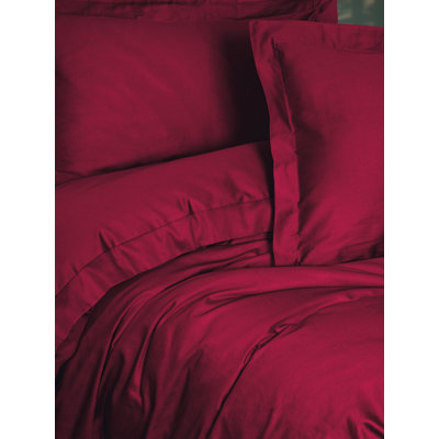 Ensemble de housse de couette double Luxurious Satin, rouge Claret, 78,7 po x 86,6 po | 100% satin de coton, densité de tissage 211 | Comprend un drap plat (94,5 po x 102,4 po) et 2 taies d'oreiller (19,7 po x 27,6 po) | Lavable à la machine, conception élégante