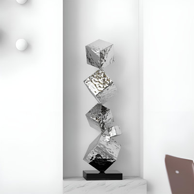 Modern Minimalist Geometric Stainless Steel Sculpture Luxury Art Deco For Hotel Lobby And Tabletop