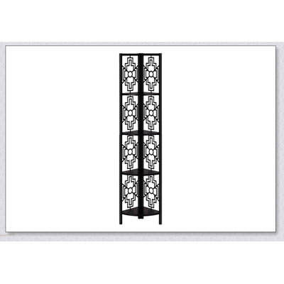 4-Tier Metal Etagere Bookcase with Dark Brown Shelves, Perfect for Modern Office and Bedroom Storage Solutions.