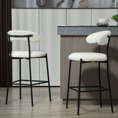 Tabouret de bar 26 po à hauteur de comptoir avec tabouret de bar et housse en tissu noir avec revêtement thermolaqué et repose-pieds