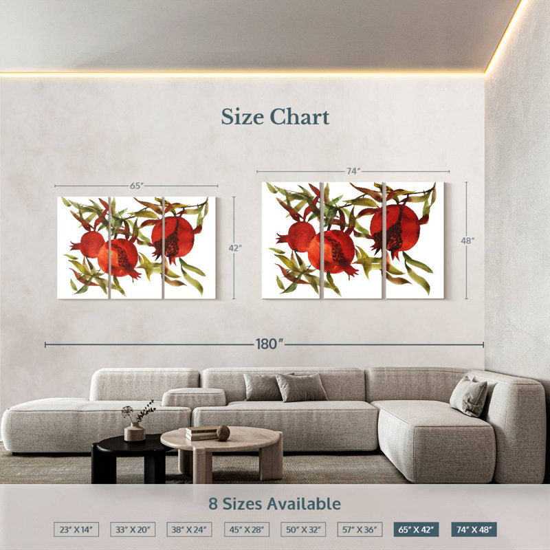 Yarlin Pomegranates On Branch, 42" H x 65" W