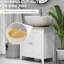 Under Sink Bathroom Storage - U-shape, Adjustable Shelf, 9 Lbs Shelf White Bookcase U-shape Cabinet,