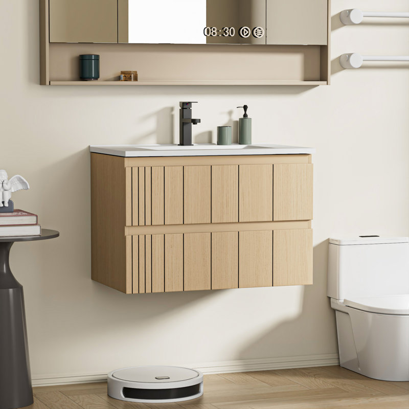 Ensemble de meuble-lavabo mural 30 po avec lavabo, robinet et bonde, meuble flottant Air Tune, 30"