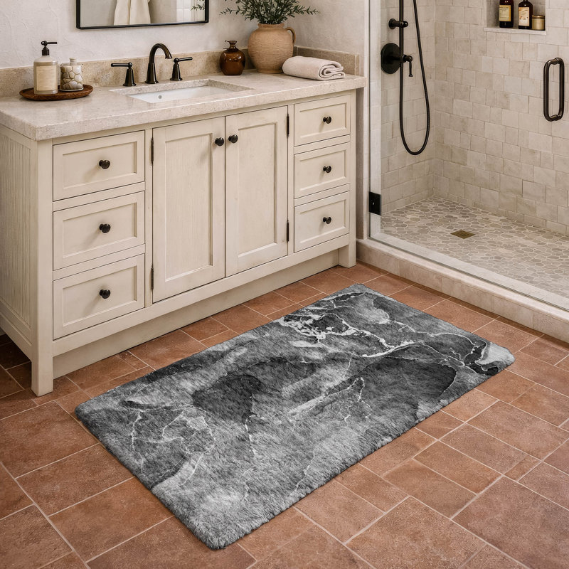 Premium Machine Washable Dream Shag ADS503 Watercolors Rug, Gray, 2'6" x 3'10"
