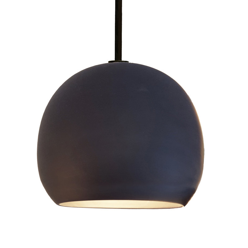Luminaire suspendu en porcelaine 12 po, Noir, Noir mat, Incandescent
