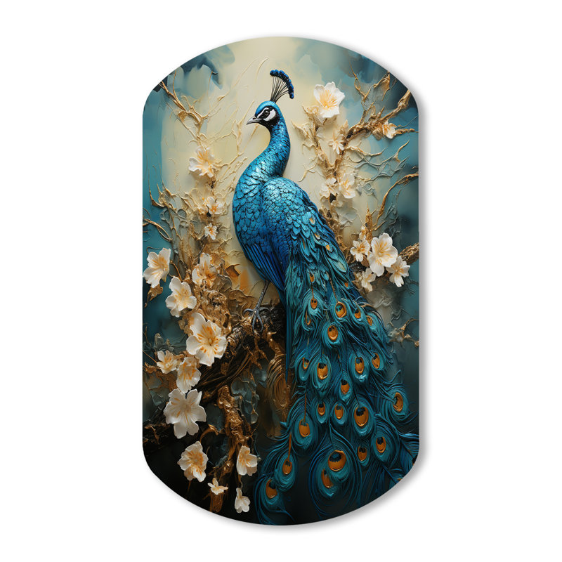 Décoration murale irrégulière en métal Thamim - Peacock, H 43 po x l 23 po
