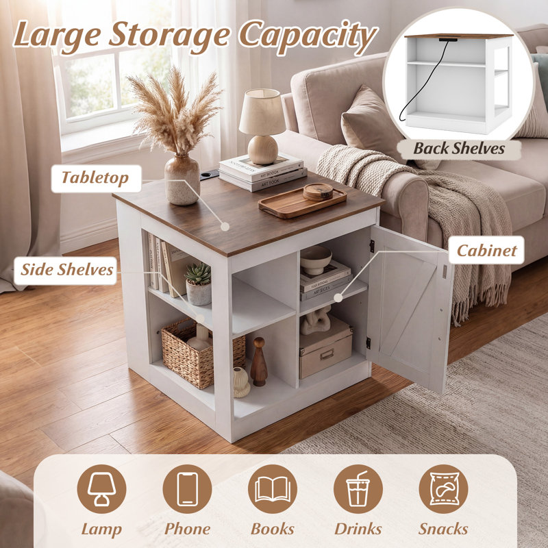 60cm W Manufactured Wood Bedside Table, White