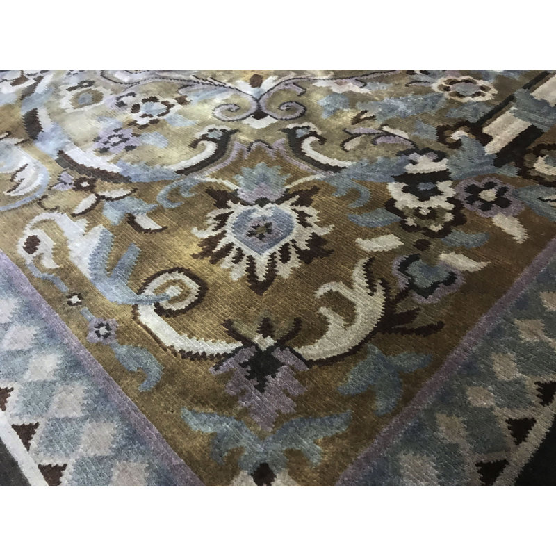 Tapis doré et doré de haute qualité noué à la main