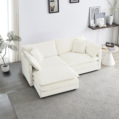 Avec chenille blanche, matériaux, base en bois massif, rembourrage en éponge, chenille 2 places confortable pour les petits espaces, blanc, bois, tissu, repos