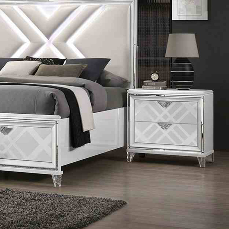 Table de chevet en bois massif Maysea, White