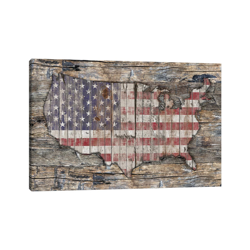 USA Map Western North America by Diego Tirigall - Wrapped Canvas Painting, 20.32 cm H x 30.48 cm W